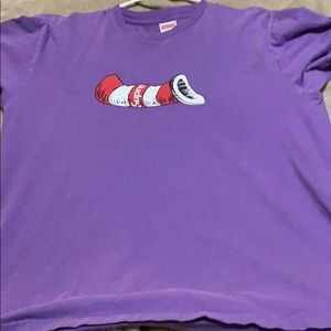 purple supreme cat in the hat tee size large